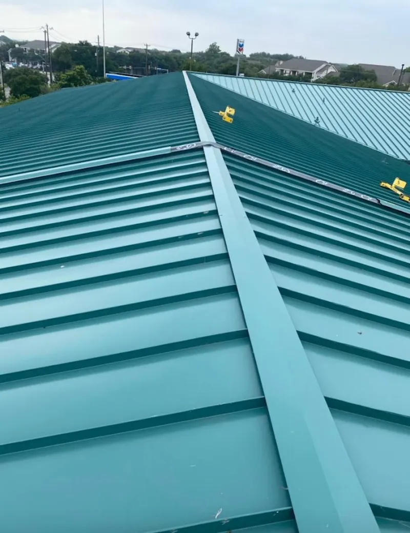 Green commercial metal roof ridge and valley for Metal Roof Repair in Oakbrook